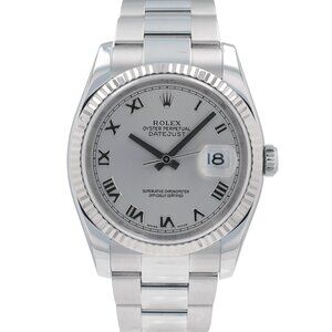 Rolex Datejust 116234 36mm Silver Roman Numeral Dial Fluted Bezel Oyster Band